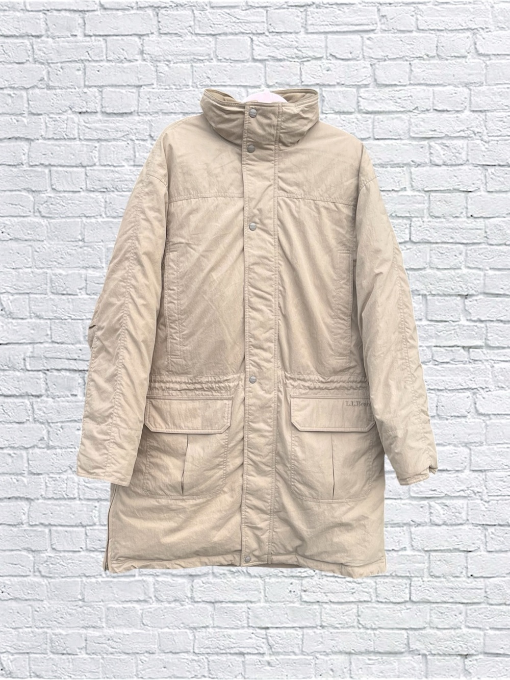 L.L.Bean Men’s Gore-Tex Goose Down Parka Jacket Khaki Large Hooded Vintage